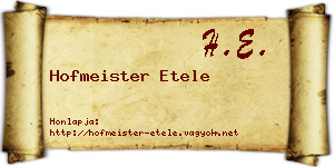Hofmeister Etele névjegykártya